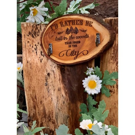 Yew Wood I'd Rather be lost in the Country Quote Key Hook
