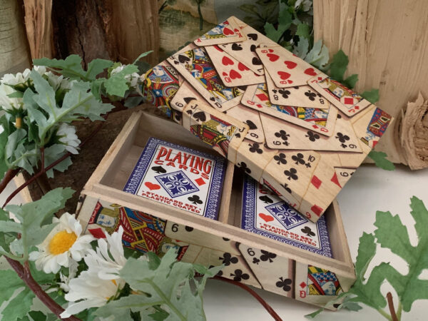 Playing cards themed decoupage storage box